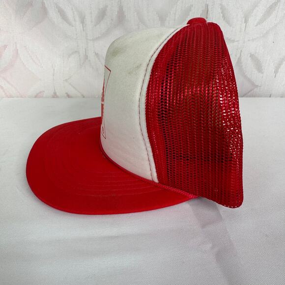 Vintage Mattel Logo 80s K Studio Pocket Cap Mesh Red Trucker Snapback Hat - Picture 6 of 12